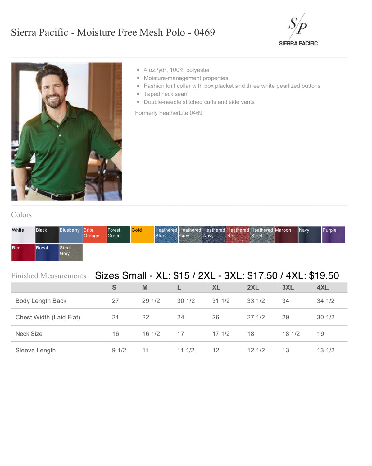 Sierra Pacific - Moisture Free Mesh Polo - 0469