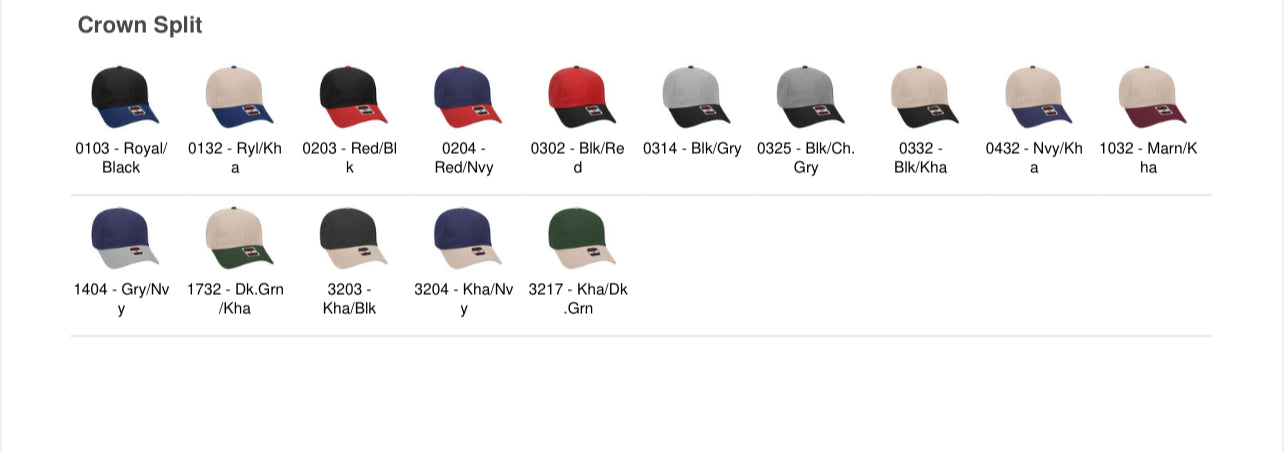 Style No. 19-251
OTTO CAP 6 PANEL LOW PROFILE
BASEBALL CAP